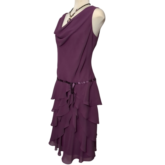 Tradition petite 14p 100% polyester midi layered dress purple - Picture 7 of 13